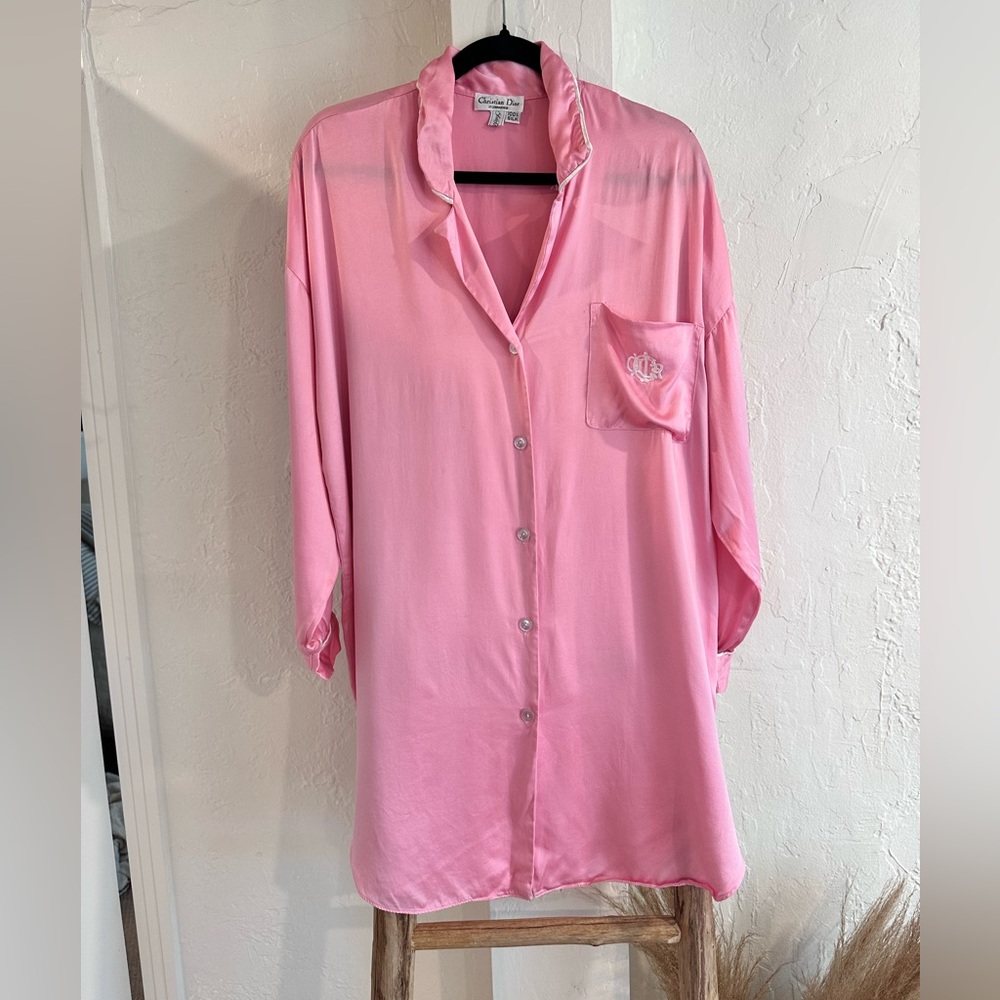 Christian Dior Vintage Dress Nightgown in Pink Monogram Size Size Medium - Picture 2 of 14